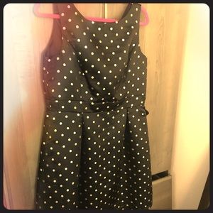 Little black and gold polka dot cocktail dress